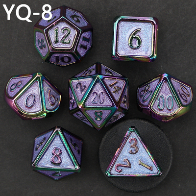 Cuadro de dados DND de metal personalizado de color sólido de poliedro con números de plata, utilizado para el juego de ajedrez D &amp; D