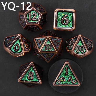 Cuadro de dados DND de metal personalizado de color sólido de poliedro con números de plata, utilizado para el juego de ajedrez D &amp; D