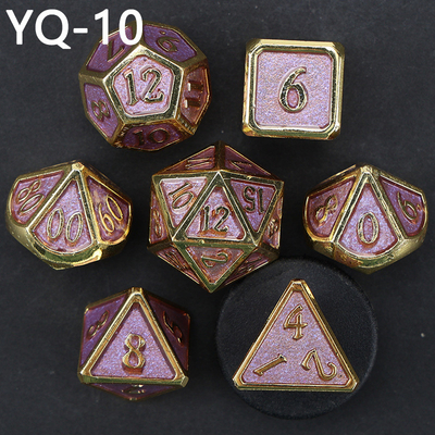Cuadro de dados DND de metal personalizado de color sólido de poliedro con números de plata, utilizado para el juego de ajedrez D &amp; D