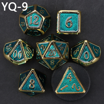 Cuadro de dados DND de metal personalizado de color sólido de poliedro con números de plata, utilizado para el juego de ajedrez D &amp; D