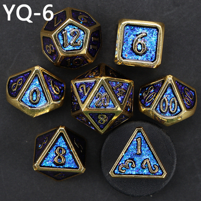 Cuadro de dados DND de metal personalizado de color sólido de poliedro con números de plata, utilizado para el juego de ajedrez D &amp; D