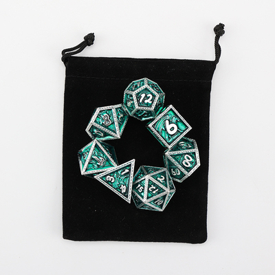 Green DND Dragon y Dungeon Metal Dice Set Personalizado Personalizado Rune Dice Set