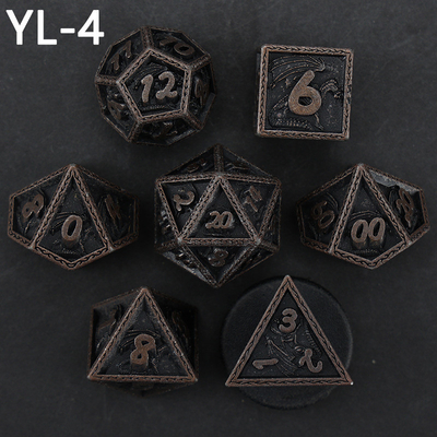 Green DND Dragon y Dungeon Metal Dice Set Personalizado Personalizado Rune Dice Set