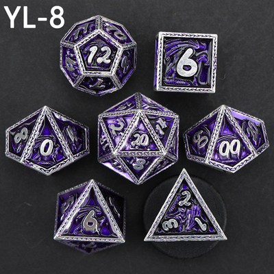 Green DND Dragon y Dungeon Metal Dice Set Personalizado Personalizado Rune Dice Set