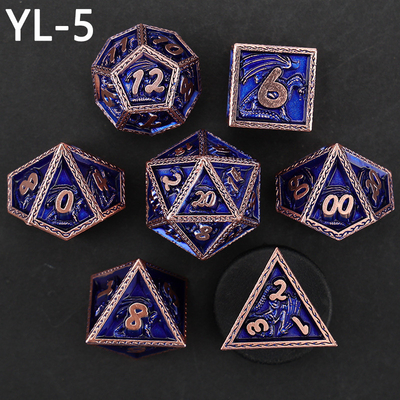 Green DND Dragon y Dungeon Metal Dice Set Personalizado Personalizado Rune Dice Set