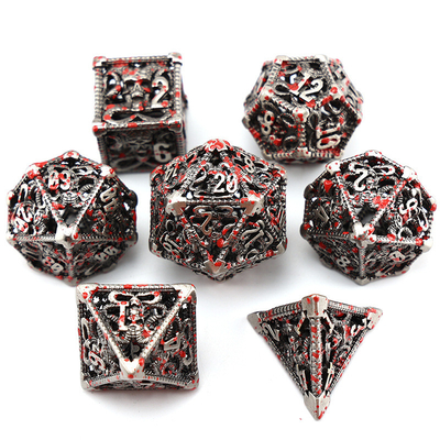 Conjunto de dados metálicos huecos poliedro personalizado de dados dragón y juego de mesa de dados de dragón
