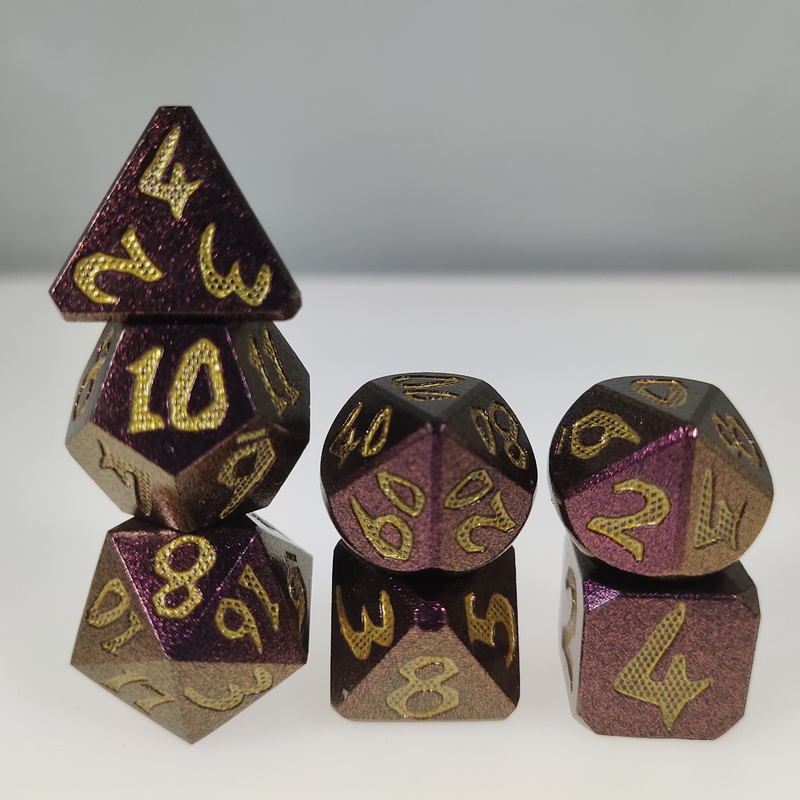Juego de mesa Juego de dados RPG Mano 7 piezas Peso ligero Sharp Metal Polyhedral Black