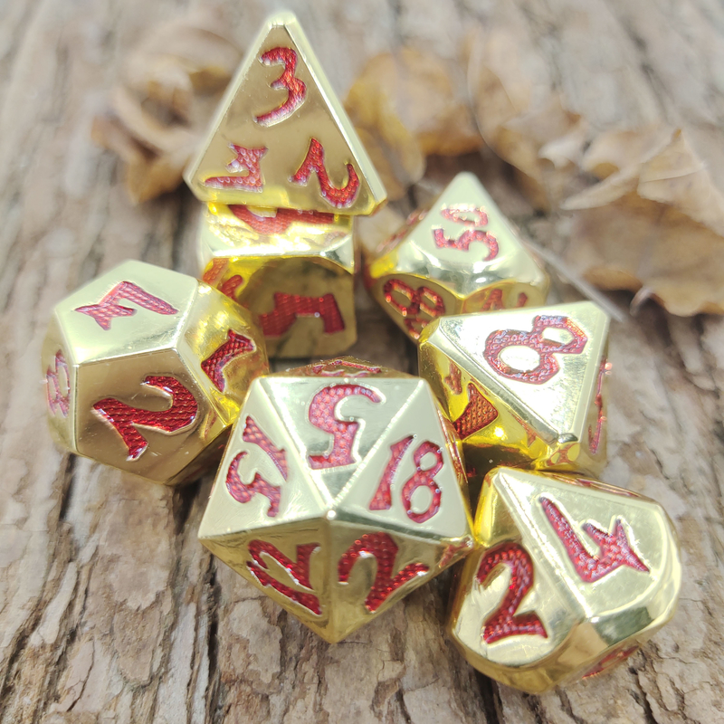 Sistema polihédrico de lujo de los dados de D4, D6, D8, D10, D12, D20 y el D% para los juegos de tarjeta del RPG