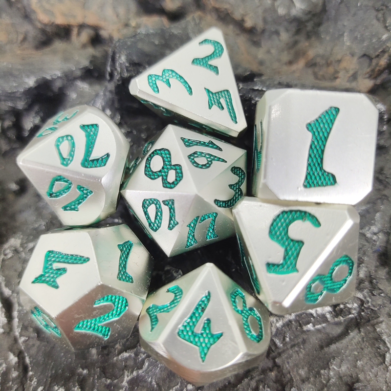 Edge Rpg Dice Rpg Dice Dados poliédricos inodoros Ligero Sharp Green Silver Metal
