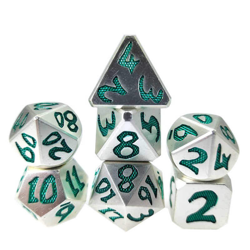 Juego de dados hechos a mano resistentes al desgaste de mini dados DND de aleación de zinc para DND o RPG