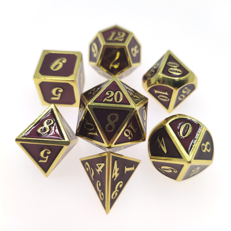 Mini juego de dados verdes dorados hechos a mano para mesa, caja de regalo poliédrica, acabado liso
