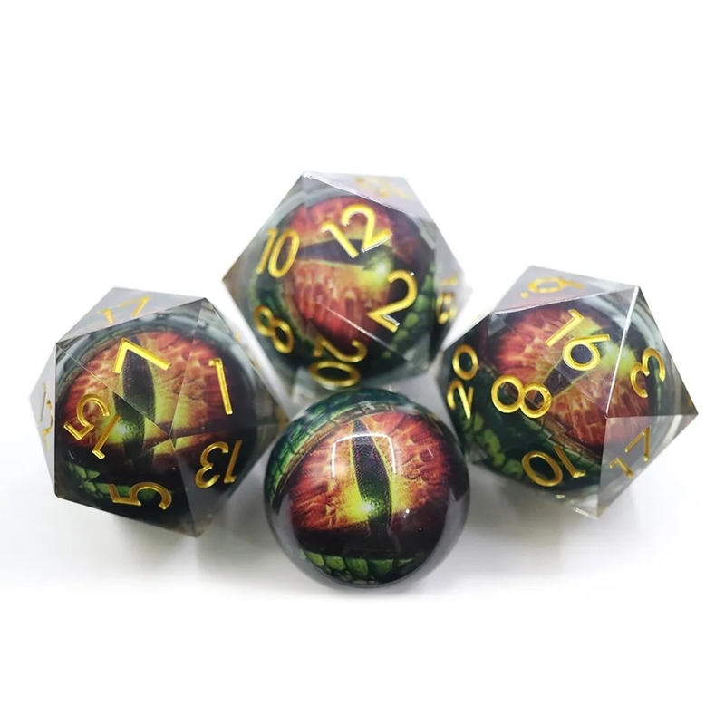 Resina hecha a mano Resina de arena movida Bolas de dados pulidas Conjunto de 7 accesorios de juego de roles Tabla grande