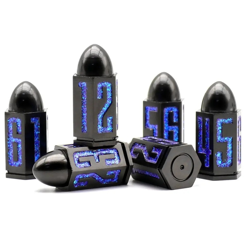 D6 Cuadro de dados de metal de bala 6 piezas 6 lados para Dnd Dungeons Rpg Warhammer Shadowrun Dice