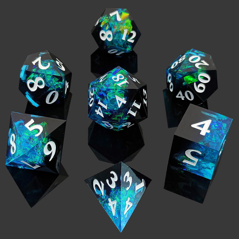 Dos colores personalizados DND RPG juego de dados D6 D20 7 Molde conjunto poliedro