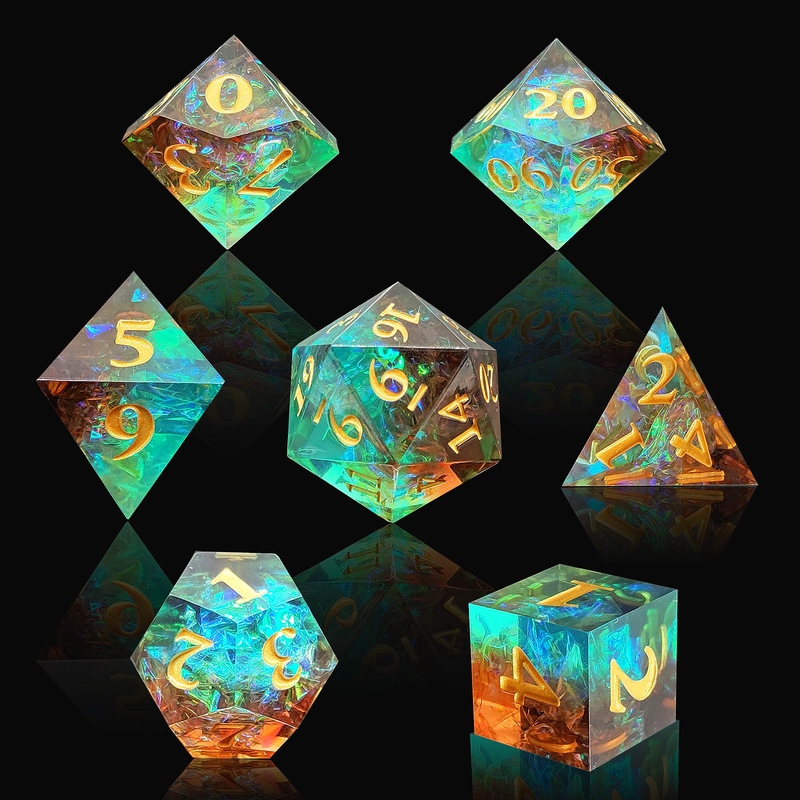 Conjunto de dados de resina afilada multicolor Dragón y mazmorra DND#RPG