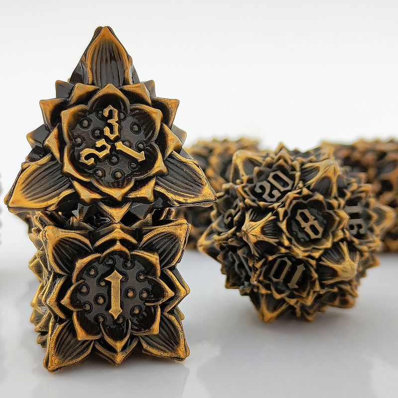 Lotus Metal Dice Set DND Dungeons and Dragons TRPG Juego de mesa de D6