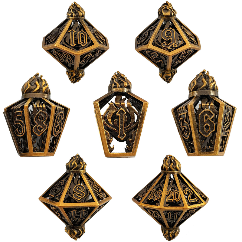 Jaula de pájaros hueco multi-cara dados de metal de Bade Gate mazmorra y DND # RPG