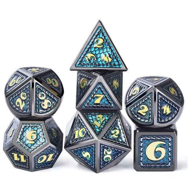 Dragon Scale Solid Metal Dice Set Multicolor DND RPG colores brillantes