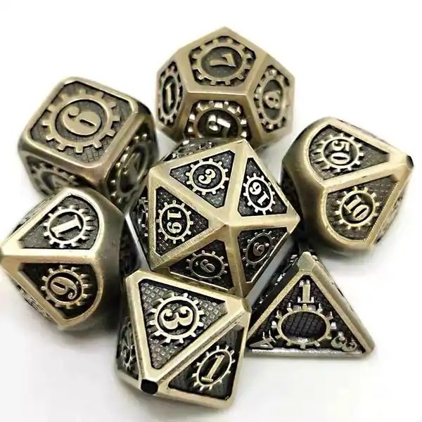 Colorido juego de mesa de dados de piezas de metal Kuusu DND RPG
