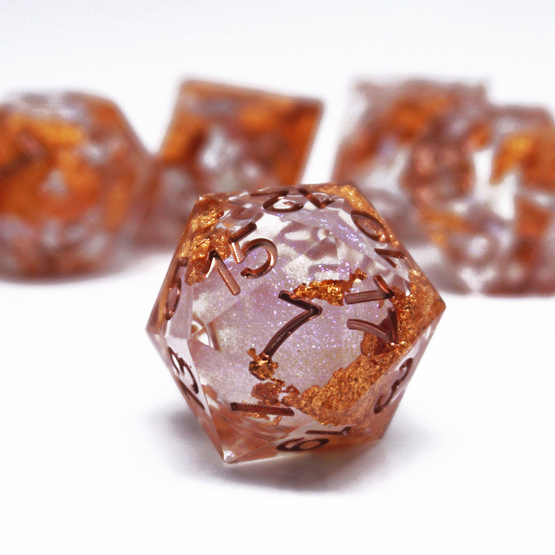 Yellow Flurry Line RPG Resin Dice Set Krusu DND para regalos y colecciones