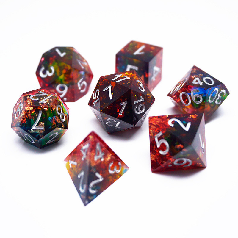 Red Gold Foil Resin Dice Set Artesanía Color personalizado#Rpg#Dnd#Coc