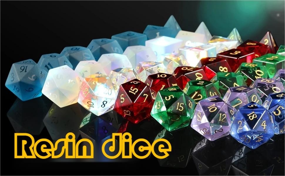 El material de resina multicolor es un conjunto de dados#Rpg#Dnd#Coc transparente