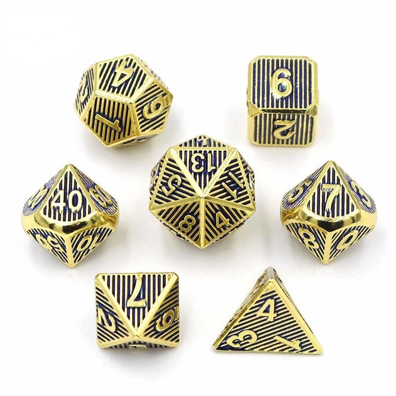 Juego de escritorio de dados de metal vertical multiface Dnd Rpg Coc Color bronce