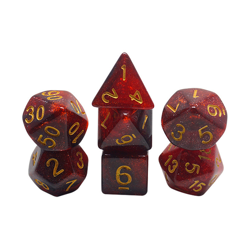 Rojo, púrpura y negro tres colores resina juego de dados dragón y mazmorra dnd dados