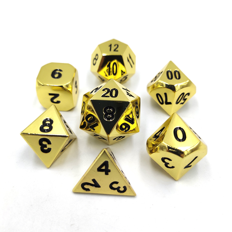 Champaña Oro Color Metal Políedro juego de dados de escritorio juego de dados
