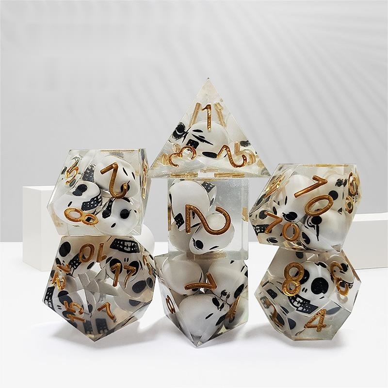 Color transparente Resina de la Calavera de Cristal juego de dados Dragón y mazmorra