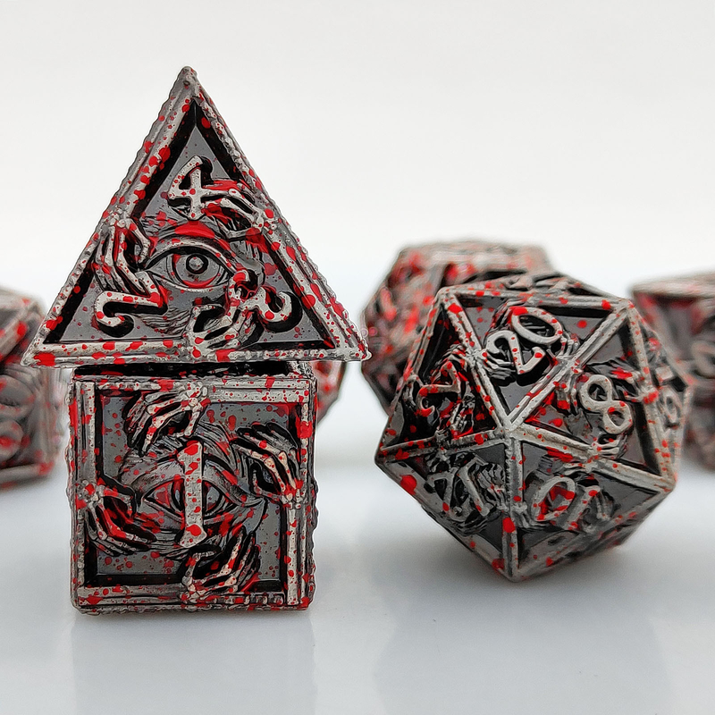 Lujo de metal poliédrico dados 8 colores activos TRPG mazmorras y dragones Dnd Metal Dice Set