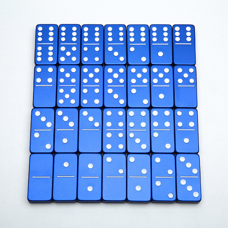 Doble 6 Seis Dominos de Metal Con 28 Bloques de Domino de Aleación de Aluminio Gigante Impreso con Láser Juego de Escritorio