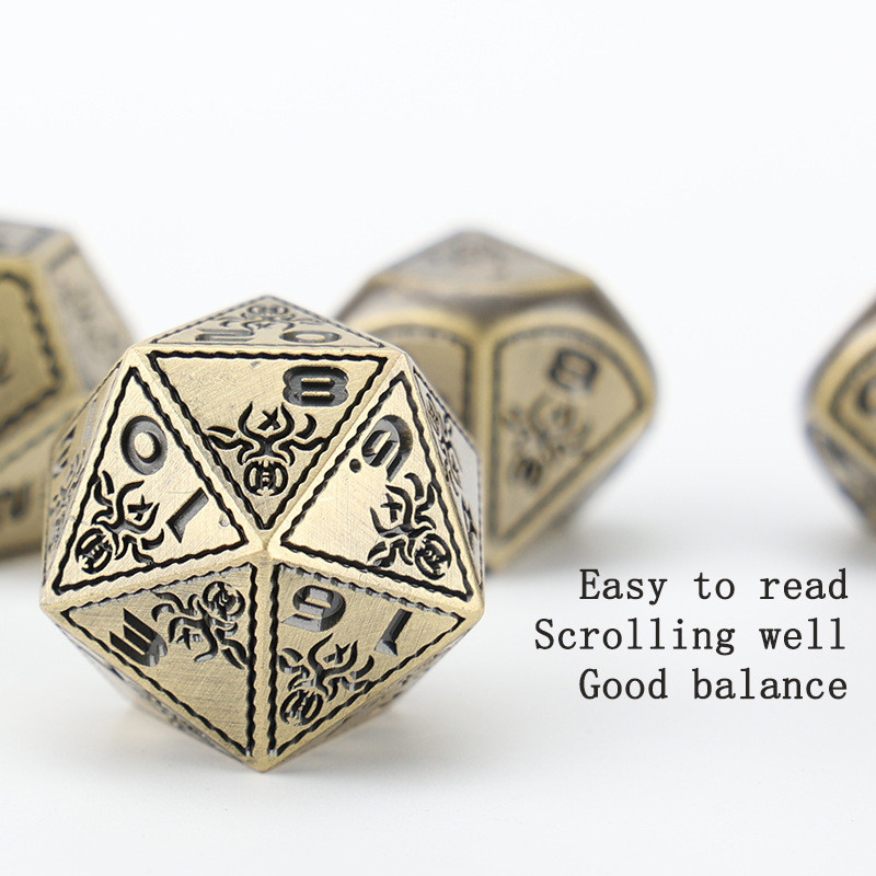 Electroplacado Vintage Colored Octopus Metal Dnd Dice Set Dragón y Dragón Jardín de Ajedrez juego de dados
